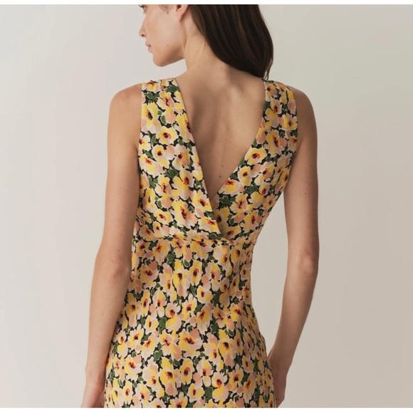 Doen yellow Floral Yellow midi Dress NEW - Picture 4 of 11